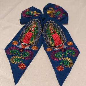 Mexican Handmade Colorful Embroidered Virgin Mary Bow